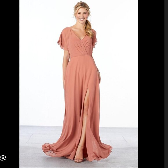 Mori Lee Bridesmaid Dress 21667 Claret Red 22W - Picture 14 of 15
